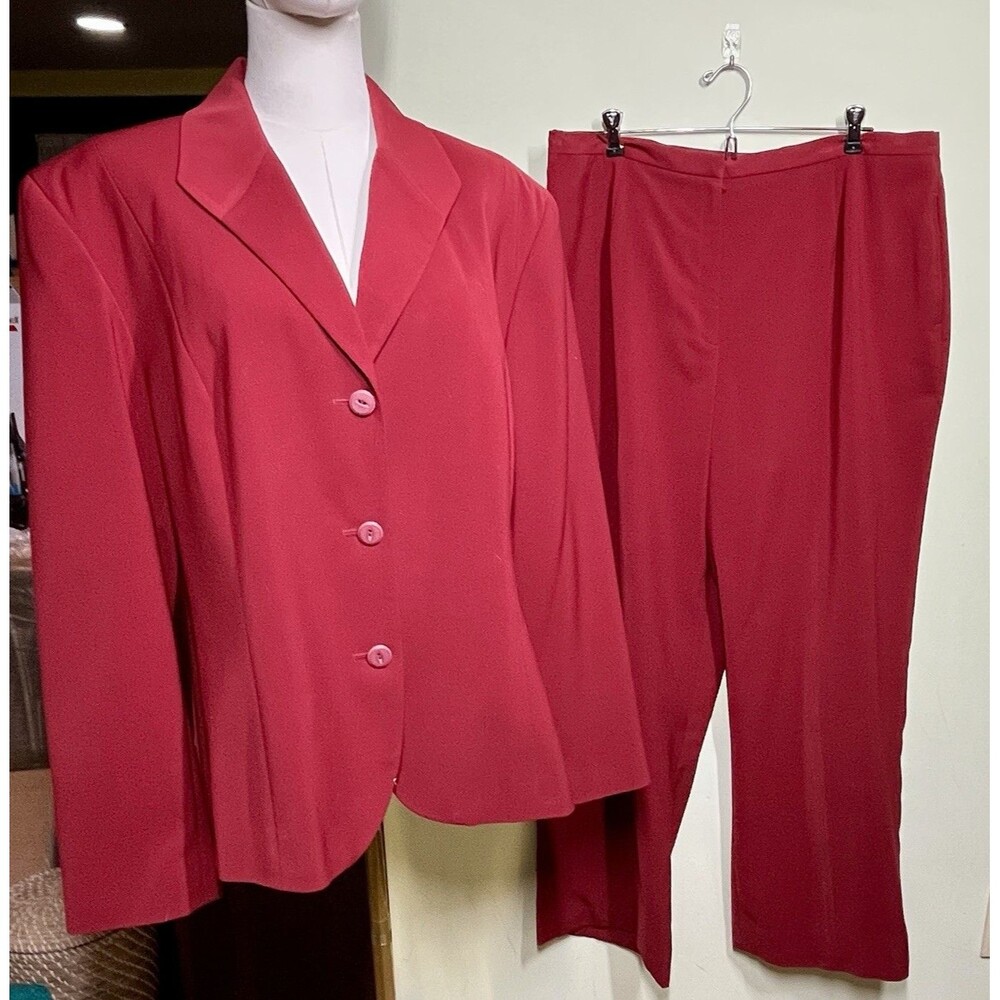 East 5th Pant Suit Womens Plus Size 18 Red 2‑Piece Career Set Workwear Career